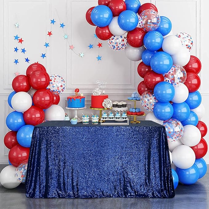 SquarePie Sequin Tablecloth 50 x 72 Inch Navy Blue Sparkly Table Linen for Wedding Party-Ruum Studio Home