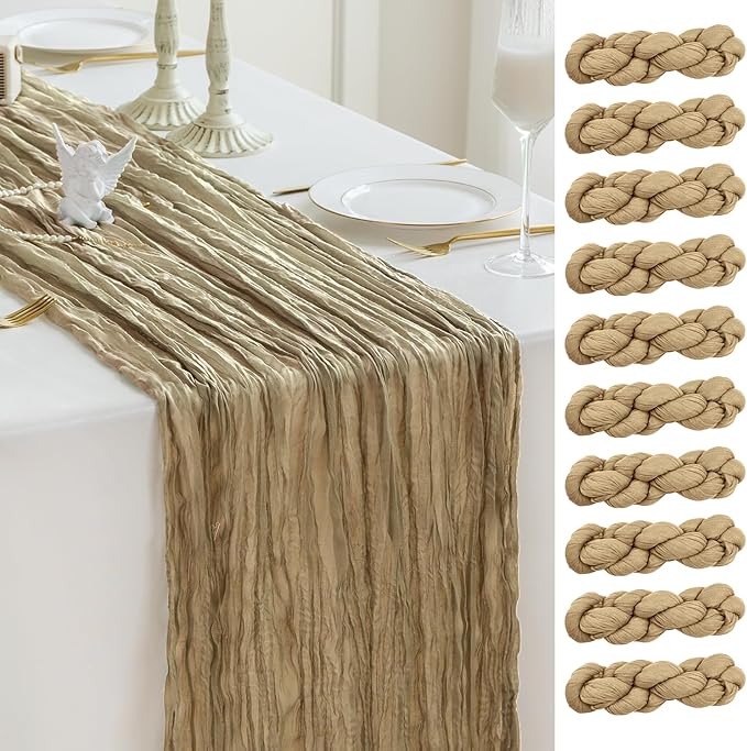 Sioloc Nude Cheesecloth Table Runner Fall Autumn Decor for Home 10ft Table Cloth for Tea Wedding Birthday Party Baby Bridal Shower Halloween Thanksgiving-Ruum Studio Home