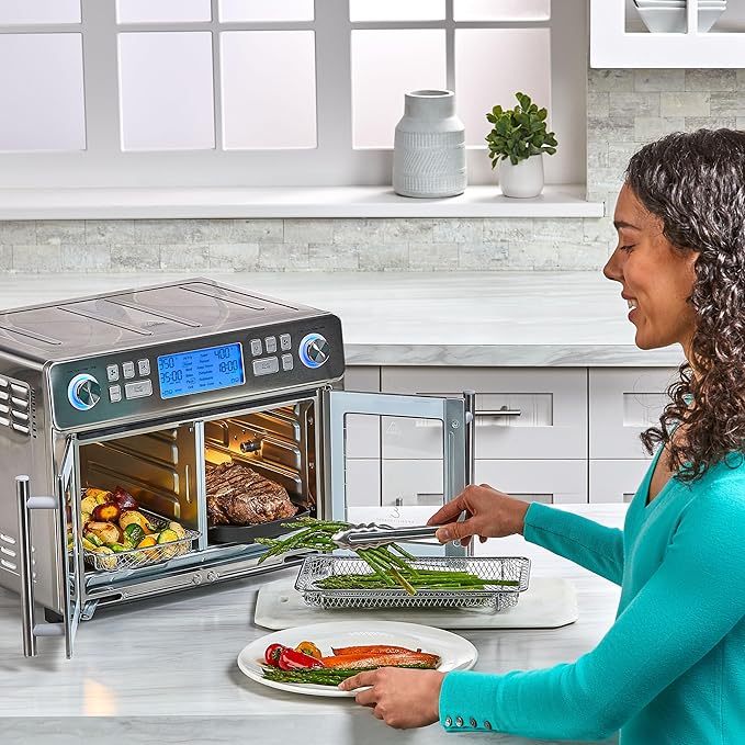 Emeril Lagasse Dual Zone 360 Air Fryer Oven Combo with French Door, 25 QT Extra Large, Cook Two Foods in Different Ways, Up to 60% Faster from Frozen to Finish-Ruum Studio Home
