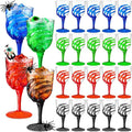 Sliner 24 Pcs Halloween Skeleton Hand Plastic Goblets 12 oz Spooky Skeleton Hand Goblets Halloween Wine Glasses Champagne Glassware Creepy Clear Cups for Party Haunted House, 4 Color-Ruum Studio Home
