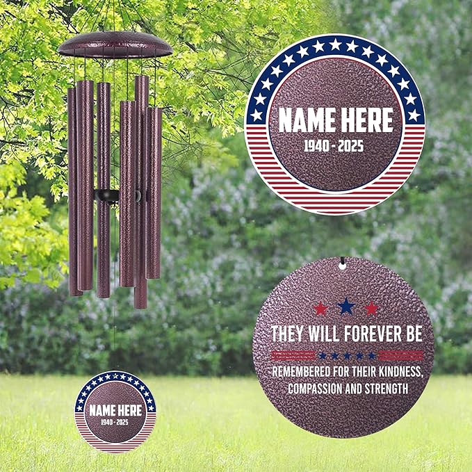 ASTARIN Personalized Wind Chimes for Memorial US Veteran, Deep Tone Wind Chimes for Loss of Loved One Brothers Sisters, Thank You Veteran Solider-Ruum Studio Home
