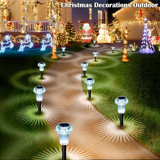 Solar Lights Outdoor Pathway Waterproof 8 Pack Cold White LED Acrylic Mushroom Decorative Garden Lights for Yard Landscape Patio Outside Decor-Ruum Studio Home