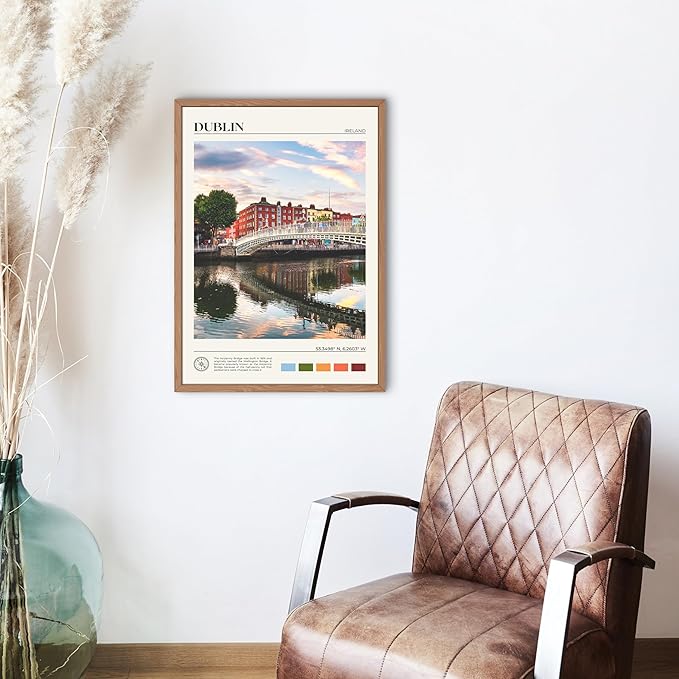 StudioUBILA Dublin Wall Art Poster, Decorative Cityscape Landscape Art Prints, Home Decor Wall Art Print for Bedroom Living Room Kitchen Decorations, Unframed-Ruum Studio Home
