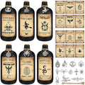 Uiifan 31 Pcs Halloween Potion Bottles Set Including Glass Apothecary Bottles with Cork Stickers and Pendants Halloween Decorations Indoor Party Supplies(Black,16 oz)-Ruum Studio Home