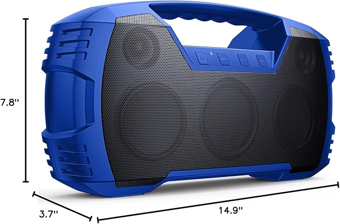 Houl Zallee IPX7 Waterproof Bluetooth Speaker, 40W (60W Peak) Portable Wireless Speakers, 32H Playtime, Stereo Loud Sound, Deep Bass, Bluetooth 5.0, Built-in Mic for Camping, Party, Gifts, Beach-Blue-Ruum Studio Home