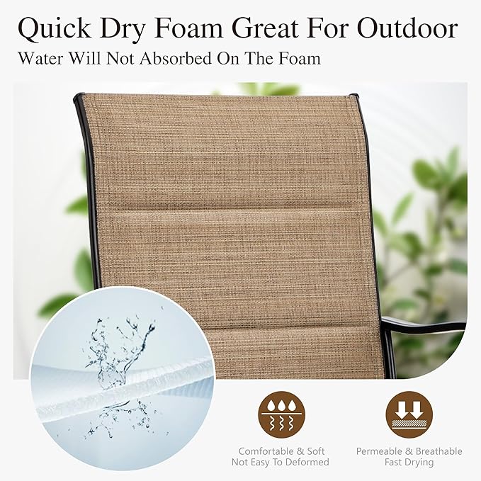 Sophia & William Outdoor Bar Set, Patio Bar Table and Chairs Set, Bar Height Patio Set - 4 x Swivel Bar Chairs(Brown-Padded), 1 x Rectangular Bar Table-Ruum Studio Home