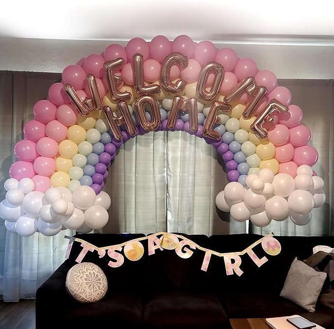 Rainbow Linking Balloons, 130PCS Colorful Quick Link Balloons Assorted, Multicolor Connecting Balloon Arch Kit for Kids Girls Baby Shower Easter Rainbow Unicorn Theme Birthday Party Decorations-Ruum Studio Home