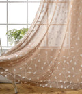 MIUCO Floral Embroidered Semi Sheer Curtains Faux Linen Grommet Curtains for Living Room 52 x 84 Inch 2 Panels Set, Taupe-Ruum Studio Home