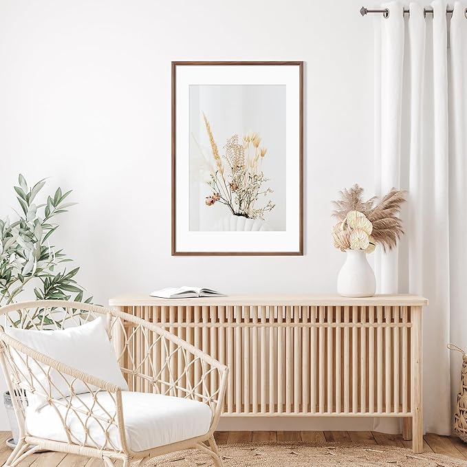 20x30 Poster Frame Set of 2 Natural Solid Walnut Photo Frames with 16x24 Removable Mat Wall Hanging Large Handcrafted Frame with HD Plexiglass Wall and Tabletop Display Large Picture Frame-Ruum Studio Home