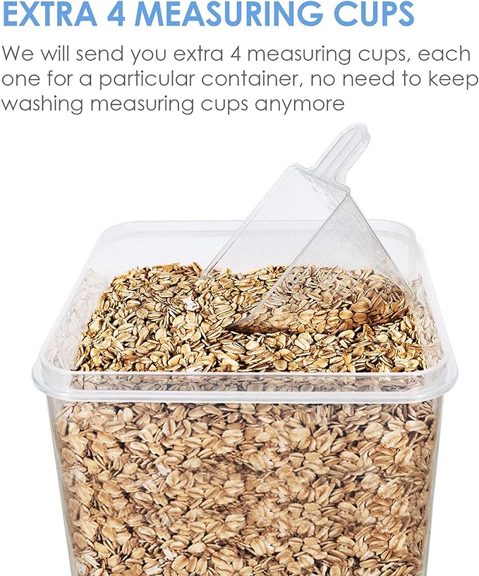 Vtopmart Extra Large Tall Airtight Food Storage Containers 4 Pieces 5.9qt / 6.5L-Plastic PBA Free Kitchen Pantry Canister for Spaghetti, Flour and Baking Supplies - Include 24 Labels, Blue-Ruum Studio Home