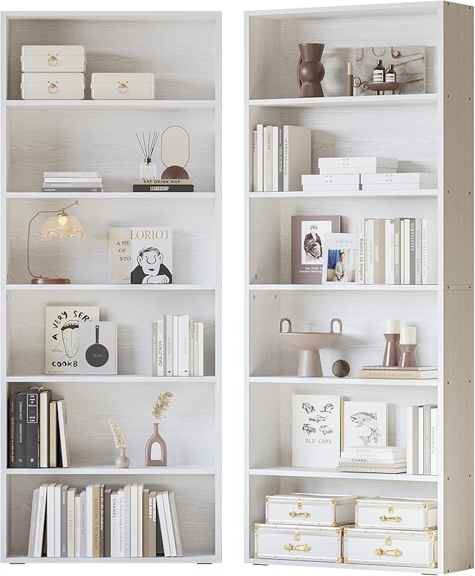 IRONCK Bookshelves and Bookcases Set of 2 Floor Standing 6 Tiers Display Storage Shelves 70 in Tall Bookcase Home Decor Furniture for Home Office, Living Room, Bed Room-Ruum Studio Home