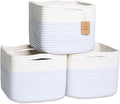 NaturalCozy Storage Cubes 9”x9”x7”Cotton Rope Woven Baskets for Organizing 3-Pack | 9 Inch Cube Storage Bin | Small Basket for Shelf Nursery, Pantry, Decorative Plant, Bathroom Closet, Toy Gift-Ruum Studio Home