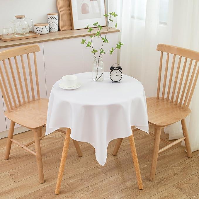 sancua Small Square Tablecloth 36 x 36 Inch White (Fits 20-30 Inch Tables), Stain and Wrinkle Resistant Washable Fabric Table Cloth for Dining Party Table Cover for Nightstand End Bedside Tables-Ruum Studio Home