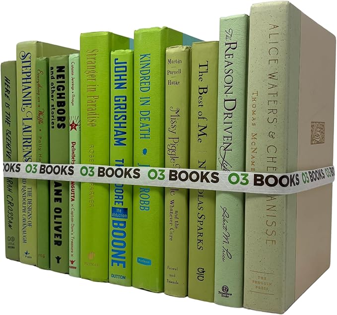 Curated Decorative Books Hardcover Décor Books for Home Décor, Choose Color, Interior Design, Office, Wedding Display, Instant Library, or Staging (Lime Green, One Foot)-Ruum Studio Home