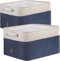 BALEINE 2 Pack Fabric Storage Bins for Shelves, Linen Storage Baskets for Organizing, Decorative Closet Bins for Clothes, Home (Navy Blue, 15"x11"x9.5") ﻿-Ruum Studio Home