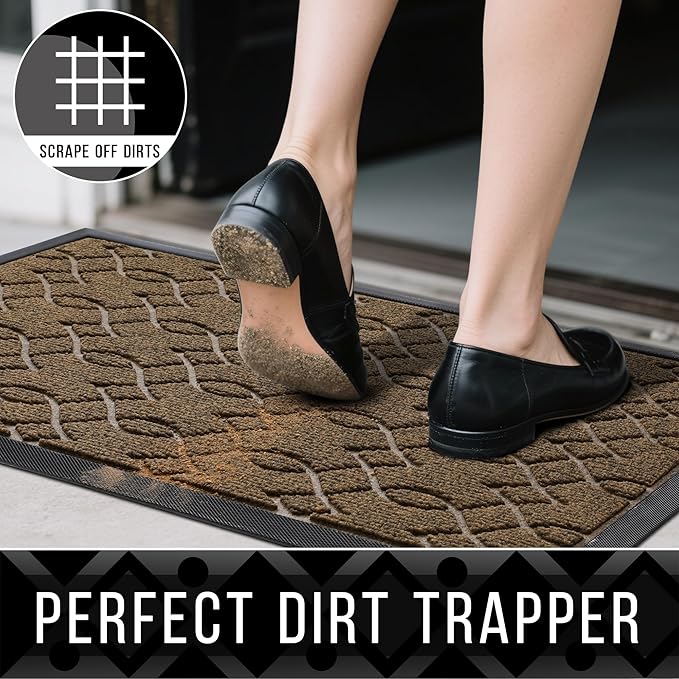 Yimobra Front Door Mats Outside Entrance, 36x24 All-Season Waterproof Welcome Matt Outdoor, All-Weather Non-Slip Doormat, Non Slip Porch Patio Indoor Entrance Mat, Brown-Ruum Studio Home