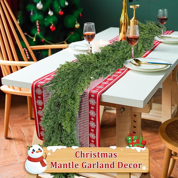 9 Ft Real Touch Christmas Garland Indoor with Pine Cone,Thick and Lush，Soft Bendable Mantle Garland Christmas, Lifelike Cedar Garland, Christmas Garland for Mantle,Indoor Christmas Decorations-Ruum Studio Home