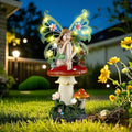 Solar Fairy Garden Decor Flower Fairies Mushroom Figurines with Snail Decor Gifts for Women Mom Miniature Fairy Figurine for Lawn Garden Patio Yard Decorations Outdoor Statue-Ruum Studio Home