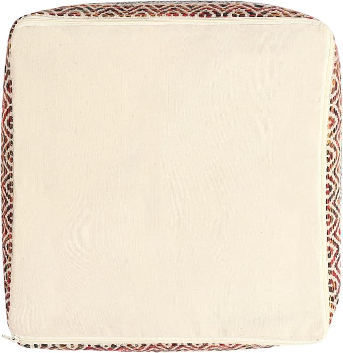 REDEARTH · Tufted Pouf Ottoman with Filler Textured Storage Cube Bean Bag Pouffe Footrest for Living Room, Bedroom, Nursery, Home Decor - 100% Cotton (17.5"X17.5"X17.5", Motley Bohemia Multi)-Ruum Studio Home