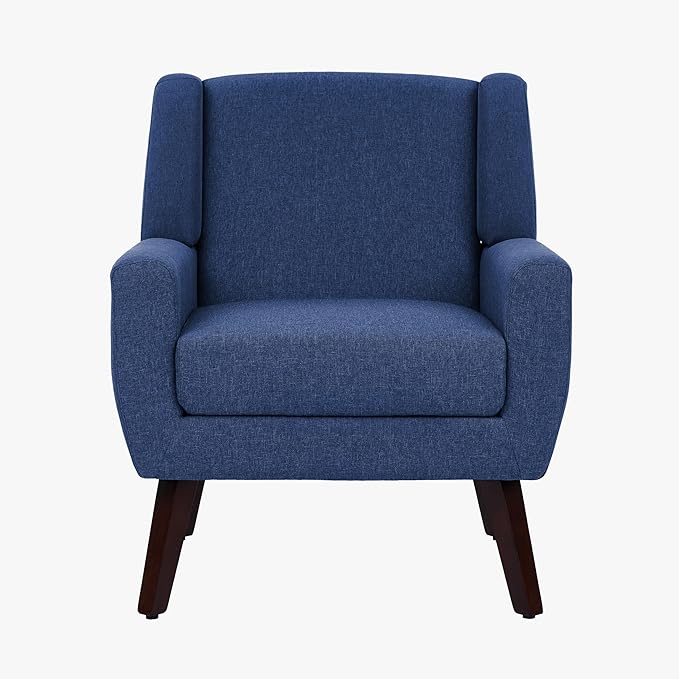 UIXE Accent Chairs Set of 2, Fabric Upholstered Armchair for Living Room, Comfy Arm Chair Single Sofa Bedroom Side Reading Seat - Flax Blue-Ruum Studio Home