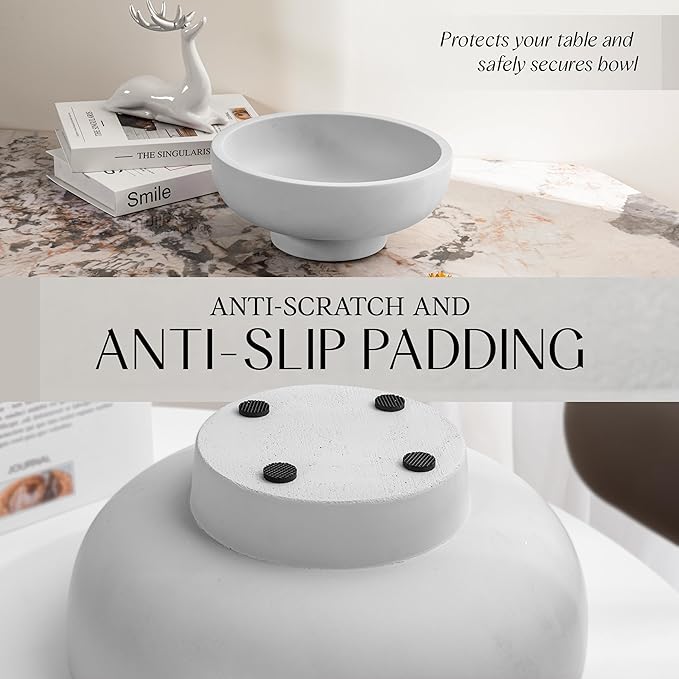 Large Decorative Bowl for Home Decor – Concrete Fruit Bowl for Kitchen Counter | Key Bowl for Entryway Table | Pedestal Bowl for Modern Decor | Coffee Table Centerpiece-Ruum Studio Home