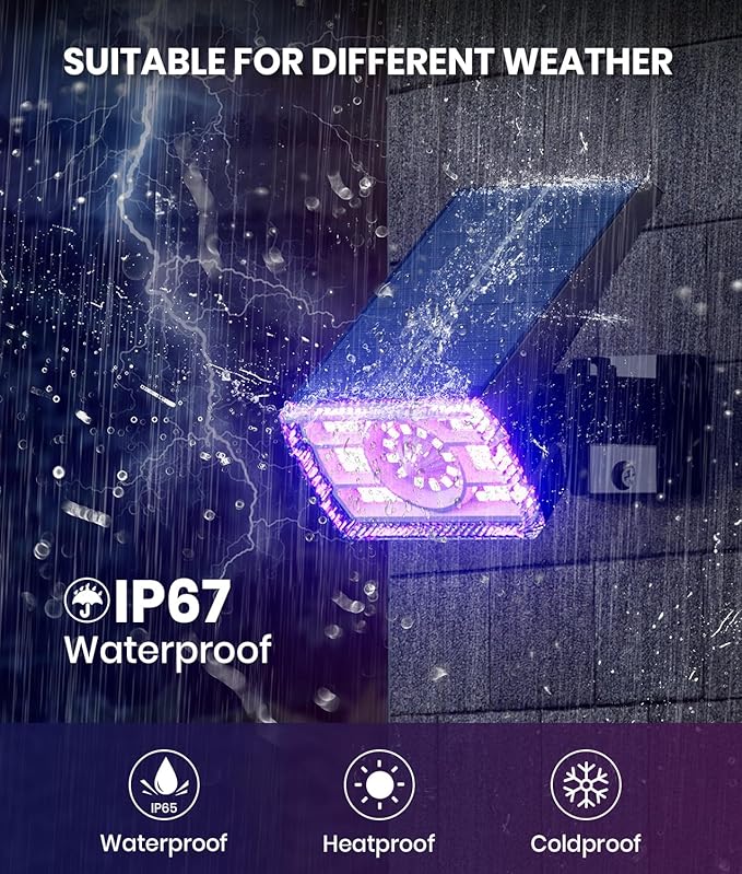 Solar Spot Lights Outdoor 2-Pack Multicolor IP65 Waterproof RGB - 6 Colors, 2 Modes, 105° Adjustable 58 LED Flood Lights, Solar Powered Spotlights for Yard, Garden, House & Landscape Lighting Outside-Ruum Studio Home