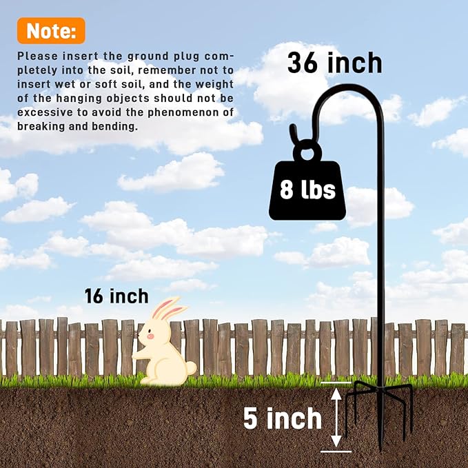 Shepherd Hooks Outdoor 36 Inches for Lanterns Heavy Duty Shepherd Stand Plant Hanger Yard Hooks for Solar Lights,Bird Feeder,Wedding,Mason Jar,Planter Pot-Ruum Studio Home