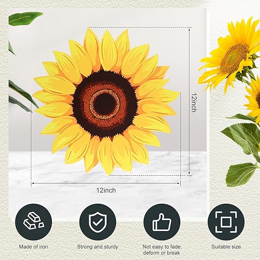 Tandefio 3 Pcs Sunflower Stepping Stones 12 Inch Iron Pavers for Garden Walkway Decorative Sunflower Garden Decor for Indoor Outdoor Patio Yard Outside, Colorful Yellow-Ruum Studio Home