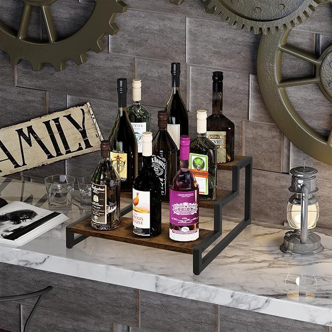 YINMIT Tiered Display Stand Riser Shelf, Wooden Spice Rack Organizer for Countertop, 3 Tier Kitchen Counter Shelf-Ruum Studio Home