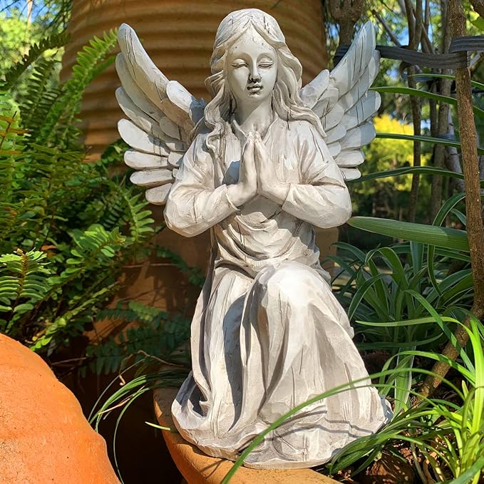 Praying Angel Garden Statue, Religious Fairy Sculpture Waterproof Decorative Figurine Art Decor for Patio, Lawn, Yard, Housewarming Ornament Present Angels HSa-1-Ruum Studio Home