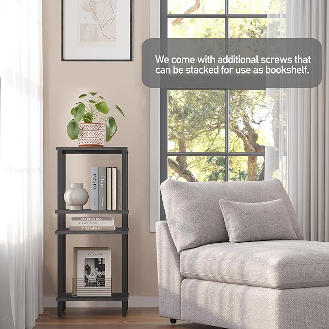 TUTOTAK End Table with Charging Station, Small Side Table with Outlets, Nightstand Bedside Table, 2-Tier Storage Shelf for Small Space, Living Room, Bedroom, Charcoal Grey TB01BY040-Ruum Studio Home