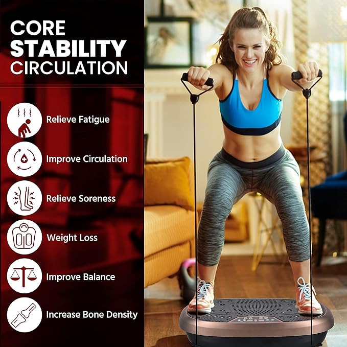 EILISON FitMax 3D XL Vibration Plate Exercise Machine - Whole Body Workout Vibration Platform w/Loop Bands - Lymphatic Drainage Machine for Weight Loss, Shaping, Wellness, Recovery-Ruum Studio Home
