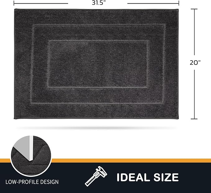 PURRUGS Dirt Trapping Door Mat 20" x 31.5", Non-Slip/Skid Machine Washable Entryway Rug, Dog Doormat, Super Absorbent Welcome Mat for Muddy Wet Shoes and Paws, Charcoal-Ruum Studio Home