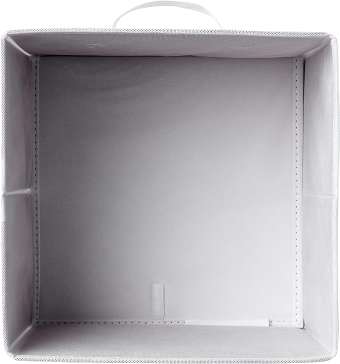 Amazon Basics Cube Organizer Storage Bins Handles, Collapsible Fabric, Pack of 6, 13"x13"x13", White-Ruum Studio Home