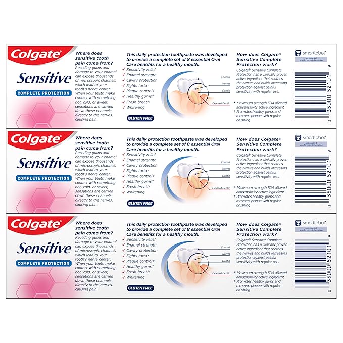 Colgate Sensitive Toothpaste, Complete Protection, Mint - 6 Ounce (Pack of 3)-Ruum Studio Home