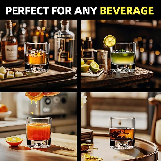 Crystal Whiskey Glasses Set of 2 – 10oz Old Fashioned Rocks Glass for Scotch, Bourbon, Rum & Cocktail – Premium Gift for Men, Dad, or Husband-Ruum Studio Home
