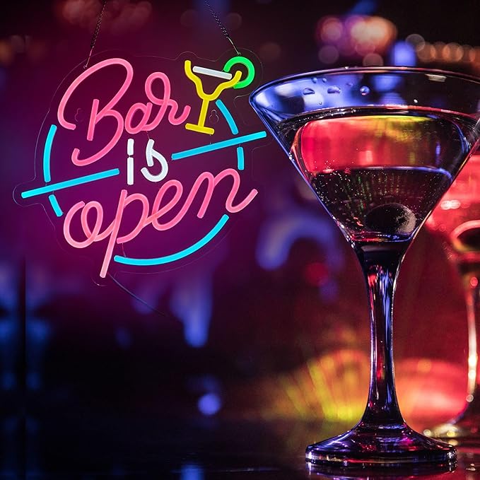 Bar Open Neon Sign for Wall Decor Open Beer Bar LED Light up Signs with Dimmer for Pub Party Man Cave Room Art Decor Gift-Ruum Studio Home