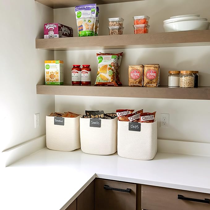 NaturalCozy Storage Cubes 11 Inch Cotton Rope Woven Baskets for Organizing, 3-Pack | Cube Storage Bin | Square Storage Baskets for Shelves Organizer, Classroom, Kids Toy Bins, Closet, Baby Nursery-Ruum Studio Home