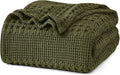 PHF 100% Cotton Waffle Weave Blanket King Size, Soft Lightweight Breathable Cozy Summer Blankets for Bed, Luxury Aesthetic Woven Bedding for Home Decor, 108"x90", Capulet Olive-Ruum Studio Home