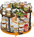2-Tier Lazy Susan Organizer Turntable Spice Organization U-Shape 11.8" Rotating Spice Rack Height Adjustable for Cabinet, Pantry, Kitchen Countertop, Party-Ruum Studio Home