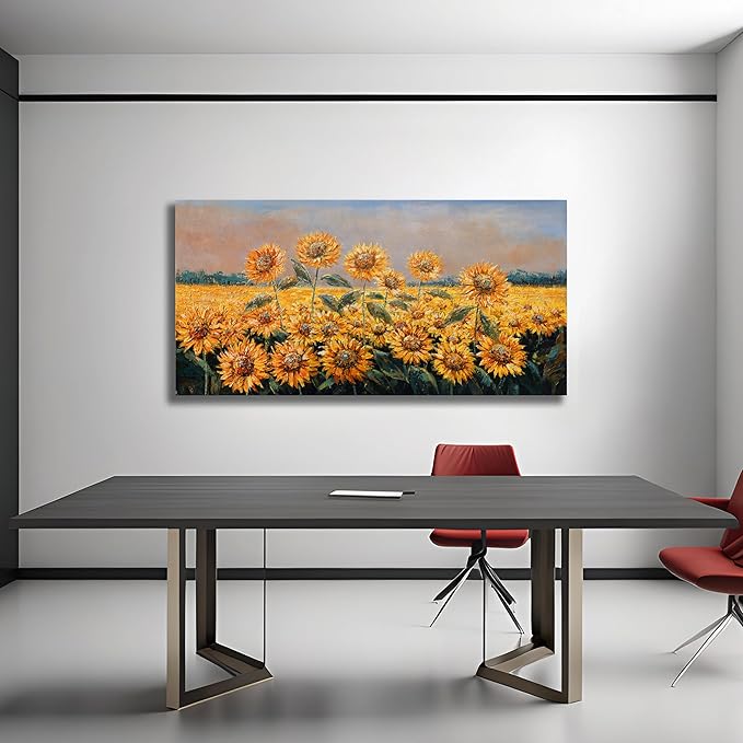 Yuaxker Large Sunflower Wall Decor Yellow Aesthetic Floral Canvas Painting Unique Flower Printed Wall Art Artwork for Living Room Bedroom Dining Room Office Home Decor 30x60inch-Ruum Studio Home