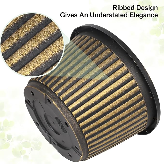 Planter-Pots-for-Plants-Indoor-Outdoor, 4 Pack 10 Inch Plastic Flower Pots with Saucer & Drainage Holes, Modern Garden Planters for Planting Medium Large Plants，Decorative Resin Garden Pots-Ruum Studio Home