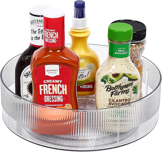 FreshKeeper Plastic Lazy Susan Organizer, Clear Pantry Lazy Susan Turntable for Cabinet and Kitchen 11’’-Ruum Studio Home