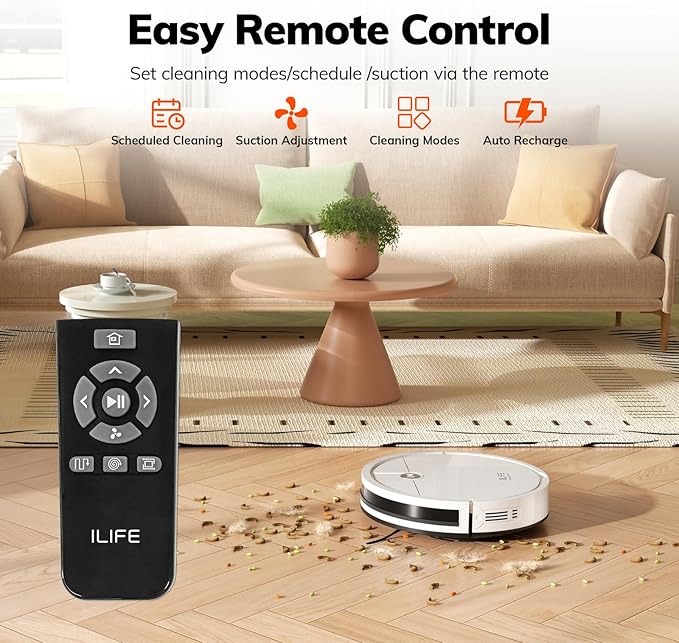 ILIFE V2 Robot Vacuum Cleaner, Tangle-Free Suction, 120 Mins Runtime, Slim, Self-Charging Robotic Vacuum Cleaner, Ideal for Pet Hair and Hard Floors-Ruum Studio Home