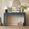 55" Sofa Table with Oval Top and 2 Drawers, Entryway Console Table with Fluted Design for Hallway,Foyer,Entry and Living Room (Fully Assembled-Navy)-Ruum Studio Home