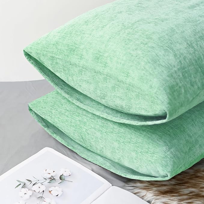 CaliTime Throw Pillow Covers Decorative 20 X 26 Inches Pack of 2 Cozy Chenille Standard Pillow Shams Cases for Couch Sofa Bed Living Room Home Grey Green-Ruum Studio Home