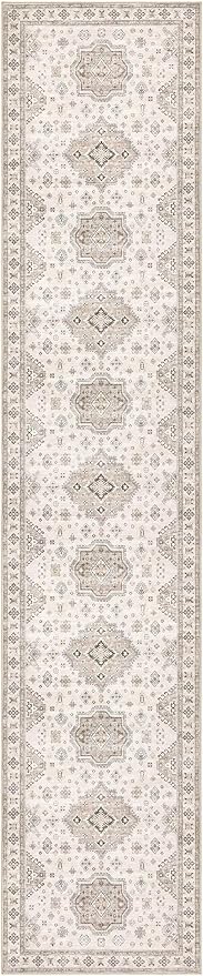 Washable 2.6x12 Runner Rug - Area Rugs Neutral Vintage Distressed Floral Farmhouse Boho Large Soft Floor Rug Indoor Carpet for Hallway Entryway Kitchen Home - Beige Brown-Ruum Studio Home