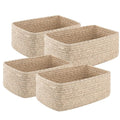 4 Pack Small Storage Shelf Baskets for Organizing, Mini Woven Rope Storage Bins for Towels, Cute Decorative Closet Organizer，Baby Nursery, Gift Empty Baskets -13''Lx8.66''Wx5.11''H-Brown-Ruum Studio Home