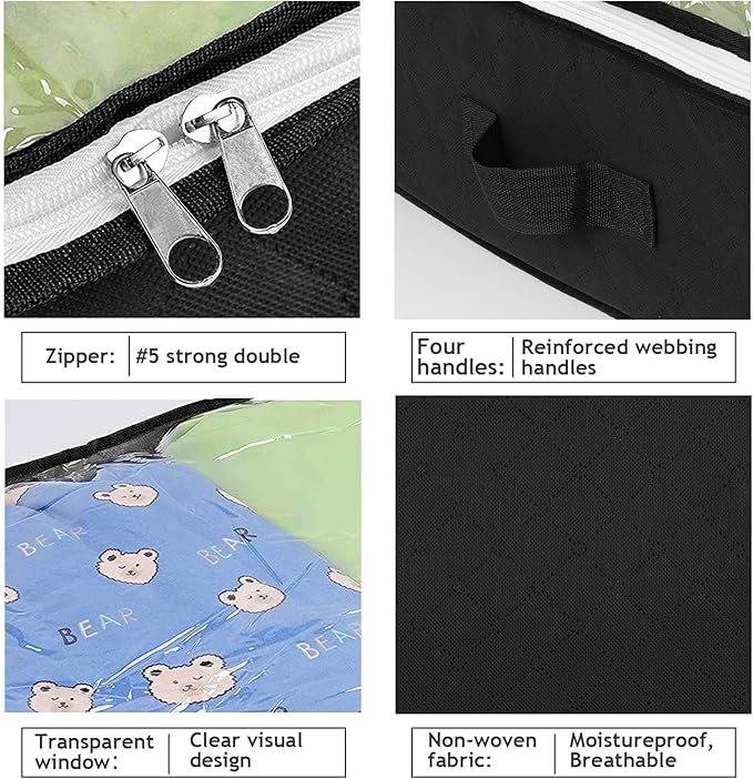 6 Pack Under Bed Storage Containers Organizer, Large Capacity Underbed Clothes Storage Bins, Bedroom Organization and Storage, Foldable Storage Bags for Clothes Pillow Blankets Bedding-Ruum Studio Home
