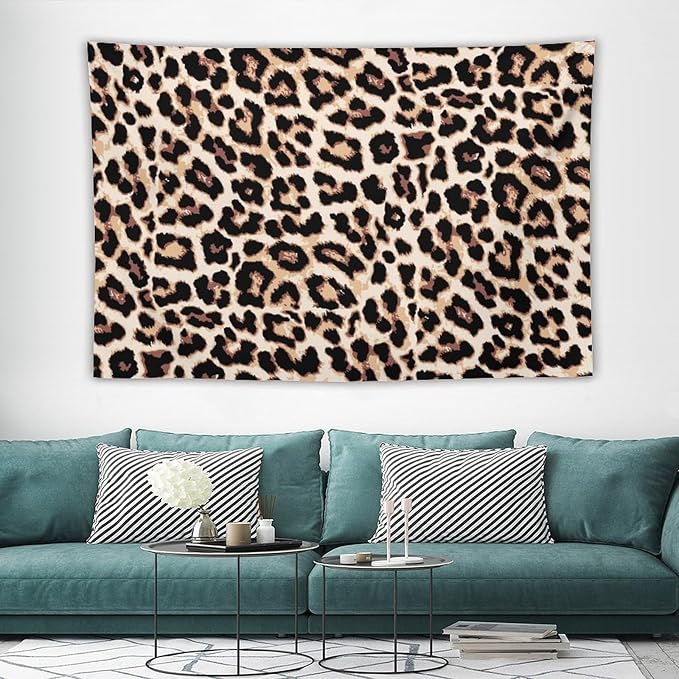 HZOHNAGO Leopard Print Tapestry Rustic Brown Leopard Wild Animal Printed Wall Tapestry Painting Wall Hanging for Bedroom Living Room Dorm 90" W x 60" H-Ruum Studio Home